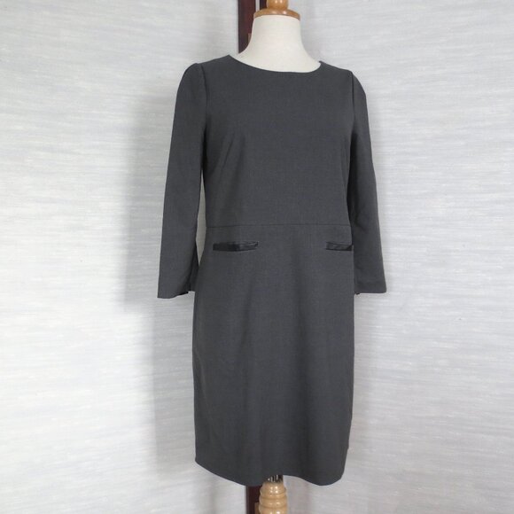 Gap Grey Professional Office Work Shift Classic Elegant Long Sleeve Dress - Picture 1 of 7